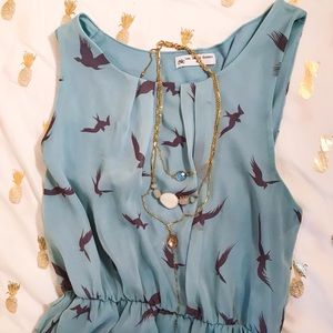 EUC Adorable light blue sparrow print maxi